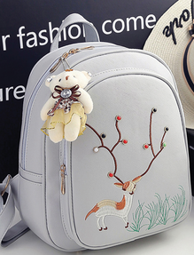 Gwene Deer Embroidery Backpack Set