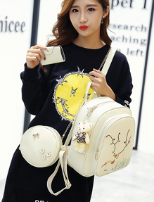 Gwene Deer Embroidery Backpack Set